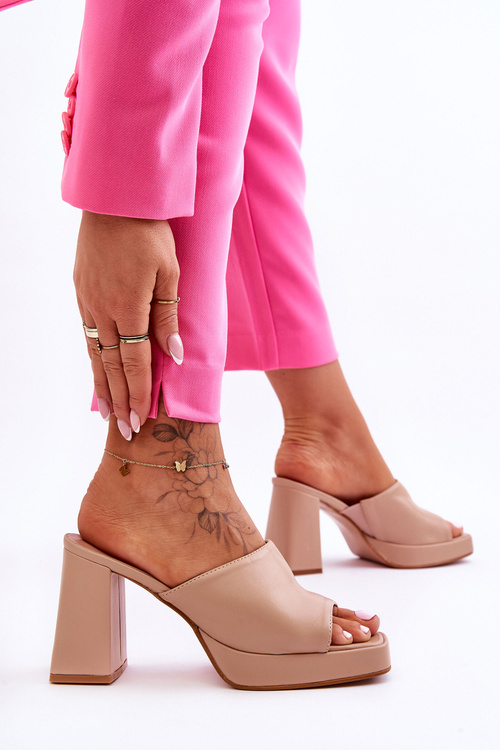 Béžové kožené životy kožené žabky