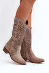 Zazoo 3305/P cappucino Openwork Calf Boots.
