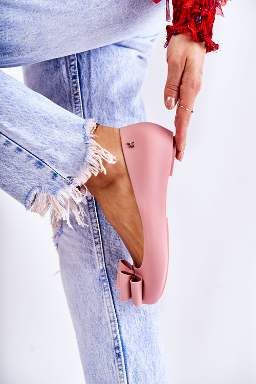 Dámske gumové baleríny s ružovým pruhom