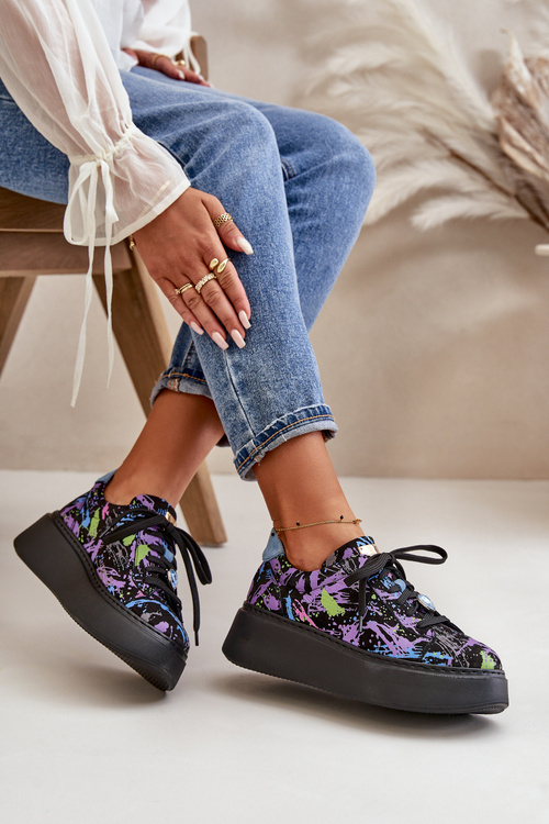 Kožené Sportovní Boty Na Platformě Fialové Maciejka 06191-05