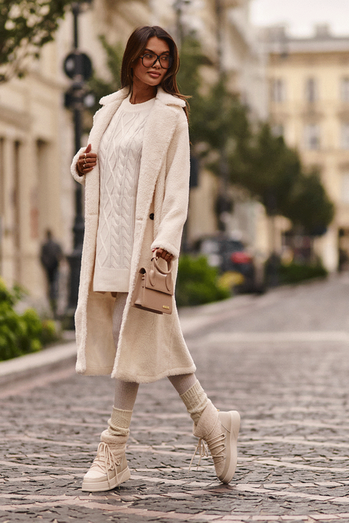 Dámske snehové topánky na platforme Ahatissa Light Beige Platform