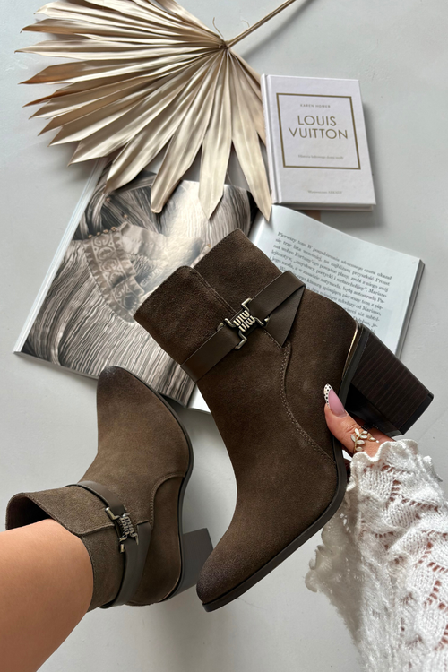 Dámské kotníkové boty z přírodního semiše na sloupku vyhřívané Sergio Leone BT25384-S Khaki