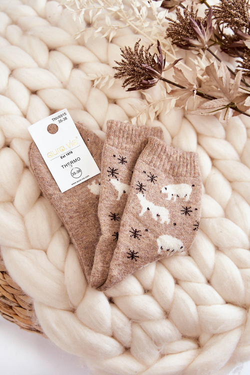 Dámske vlnené ponožky v béžovej polárnej béžovej farbe