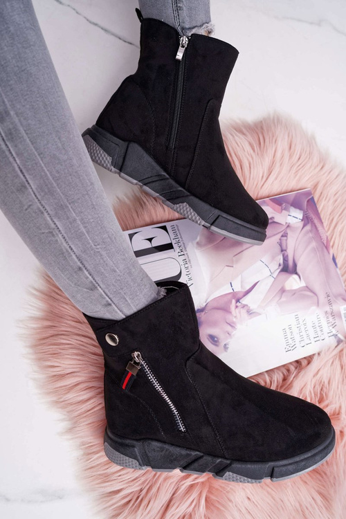 Dámské Sportovní Kotníkové Boty zateplené Černé SJ1938 Nefera
