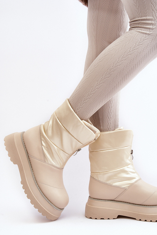 Dámske snehové topánky na silnej podrážke s béžou Goe MM2N4079