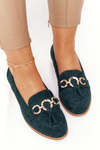 Elegantné ženské Vinceza Moccasins 10585 Suede Green