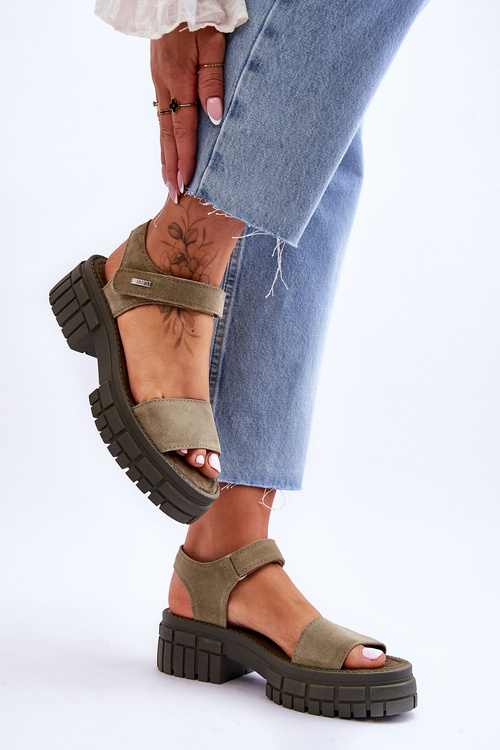 Dámské semišové sandály Big Star LL276033 Zelená