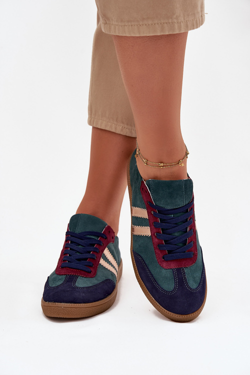 Zazoo N1068 Semišové Nízké Tenisky Dámské Tmavě Zelená