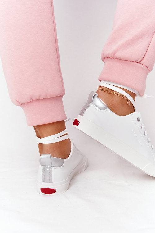 Dámske kožené kožené tenisky krížové džínsy HH2R4001C biele