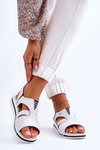 Kožené posuvné biele sandále Regio
