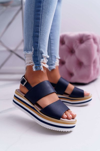 Dámske sandále na platforme Aurera Navy Blue