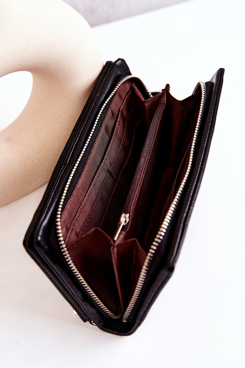 Čierna čierna kožená peňaženka Rhodos