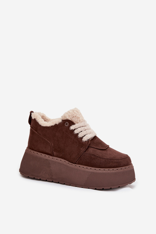 Dámské sněhule na platformě s kožešinou typu beránek Hnědé Luma