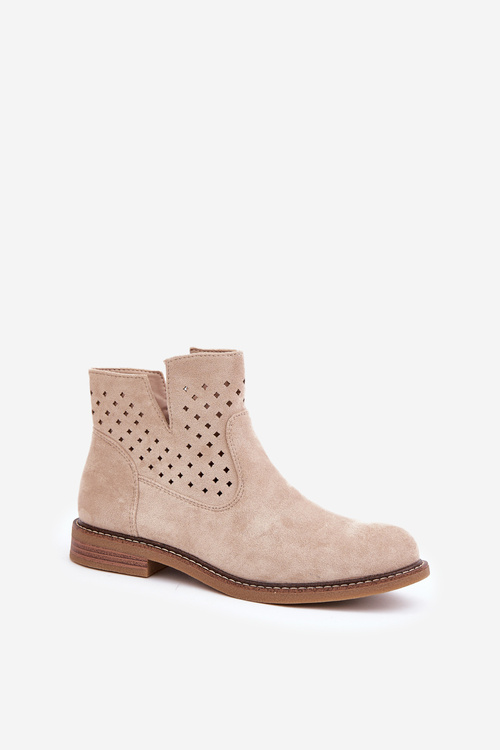 Boty Na Ploché Podpatky S Prodyšným Svrškem Světle Béžové Elivaya