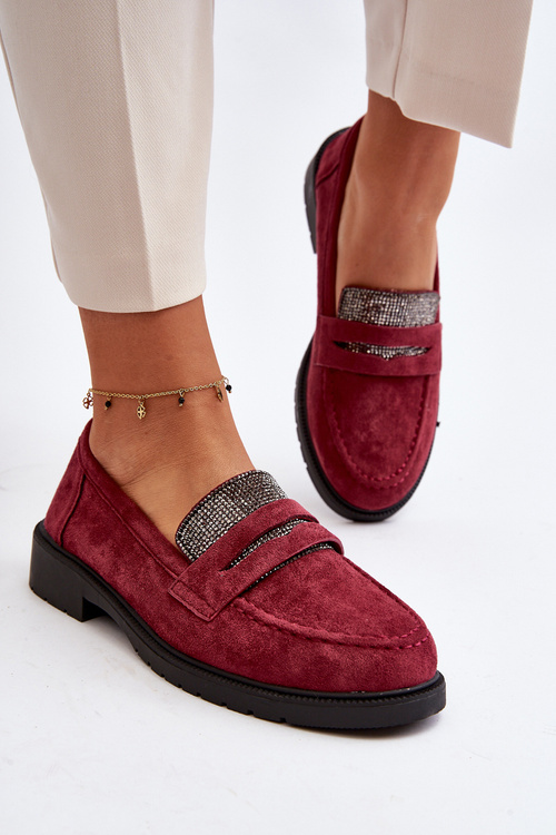 Dámske zdobené mokasíny bordové Dananei