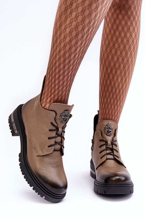 Dámske ploché kožené topánky béžové lemar charline