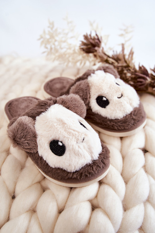 Dětské kožešinové nazouváky Hněde Alize