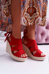 Dámské Sandály Na Klinu červené Yenga