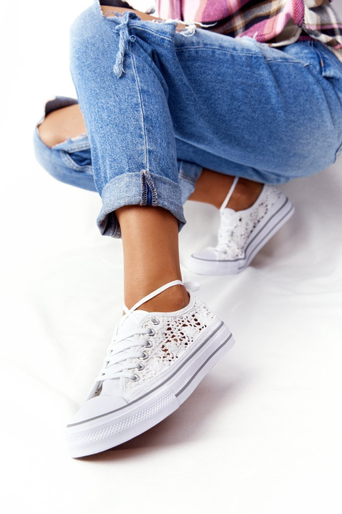 Dámské Krajkové Tenisky Bílé Candice