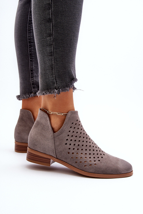 Nízké šedé dámské botky na ploché podrážce Janetris