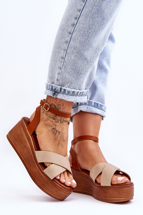 Dámske pohodlné sandále Brown-Beige Sandals Laurie