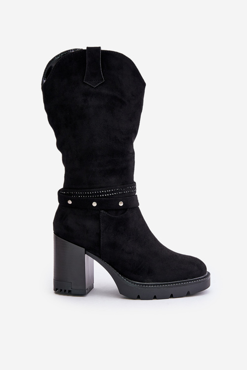 Dámské Kozačky Do Poloviny Lýtka Na Podpatku Zateplené Černé Ivanelis