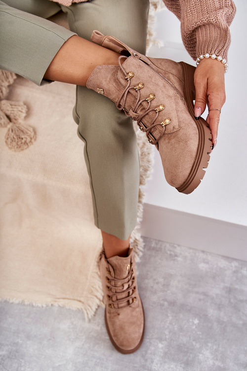 Klasické dámské semišové boty béžové Telma