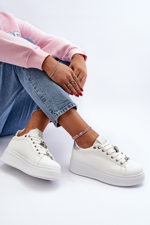 Dámské boty na platformě s ozdobami bílé Herbisa