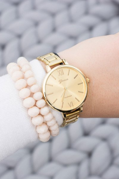 Women's Golden Stylish Watch with Bracelet