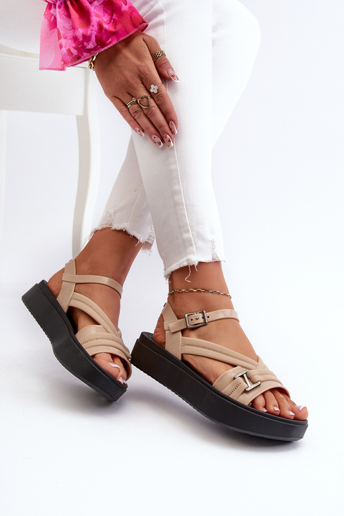 Vôňavé dámske sandále na platforme ZAXY LL285063 béžové