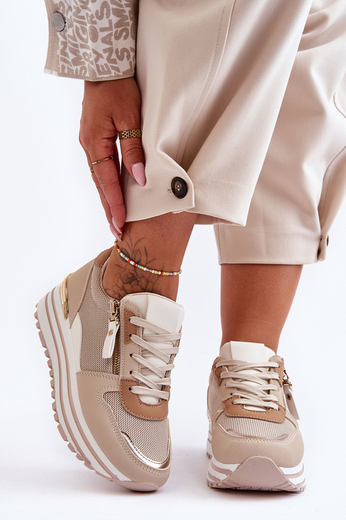 Dámské sportovní boty s dekorativním zipem Béžove Cairo