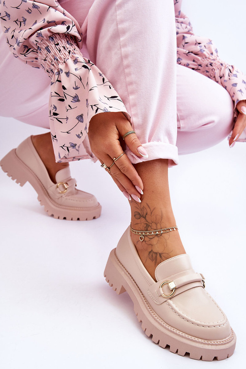 Dámske mokasíny na masívnej platforme Beige Calypso