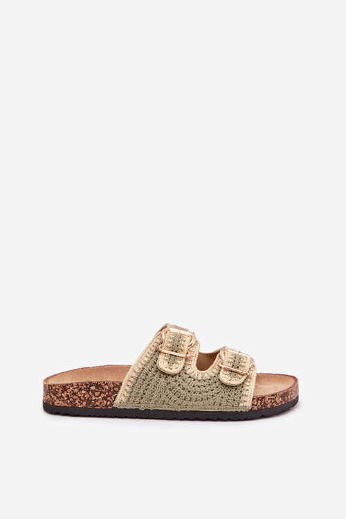 Háčkované Dámské Sandály Se Zlatými Přezkami Zelené Fenira