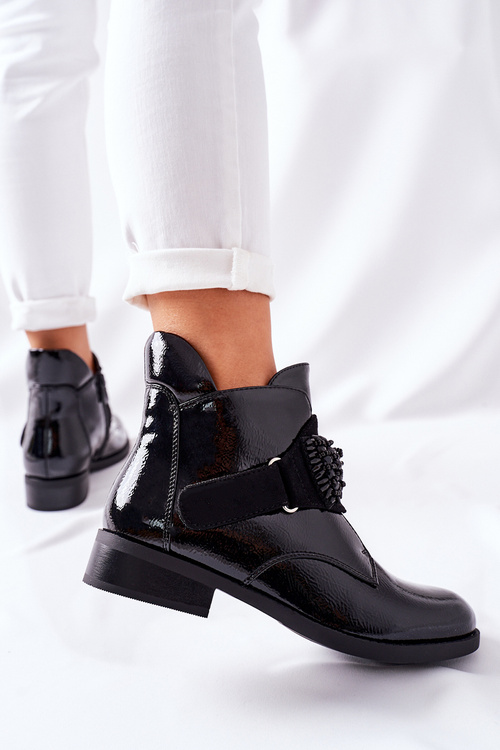 Dámské lakované boty Krystaly Cerné Schuler