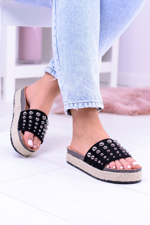 Dámske čierne flip -flops s ortho zirkónmi