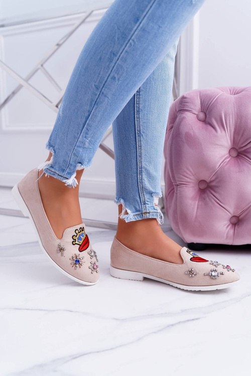 Béžová dámska balerinas princezná patch