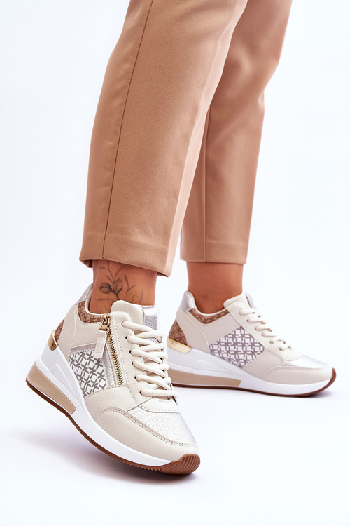 Módne ženské tenisky na klinách beige veselo