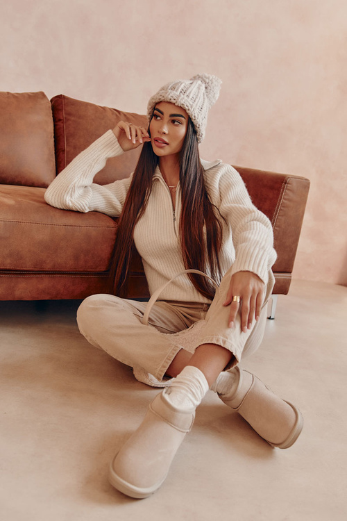 Dámsky semišový nízky snehový topánky, ľahká béžová shelie