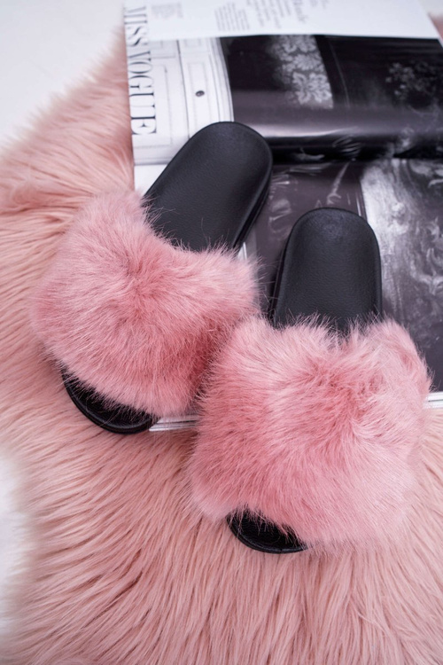 Dámské Nazouváky s Kožešinou Růžové NiceFur