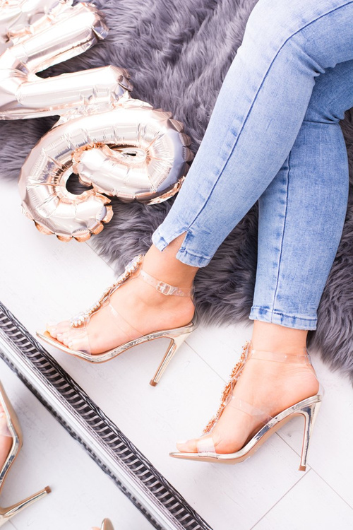 Lu Boo Gold Sandals na päte Serenade kamienky