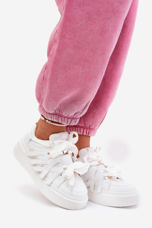 Eko Kožené Tenisky Na Platformě Bílé Penolle