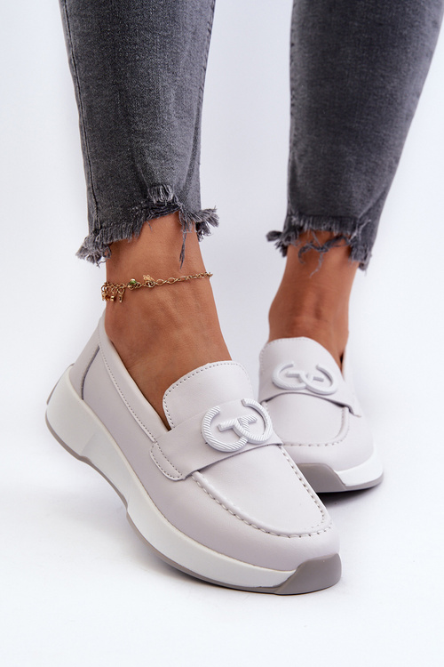 Dámske Kožené Mokasíny na Platforme Svetlošede S.Barski LR490