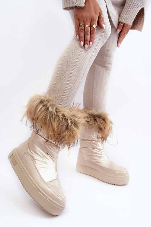 Dámské Sněhule S Kožíškem Béžové Big Star MM274380