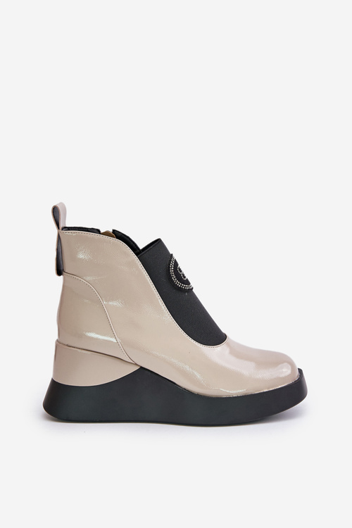 Kožené boty na klínu D&A béžové MR880-137