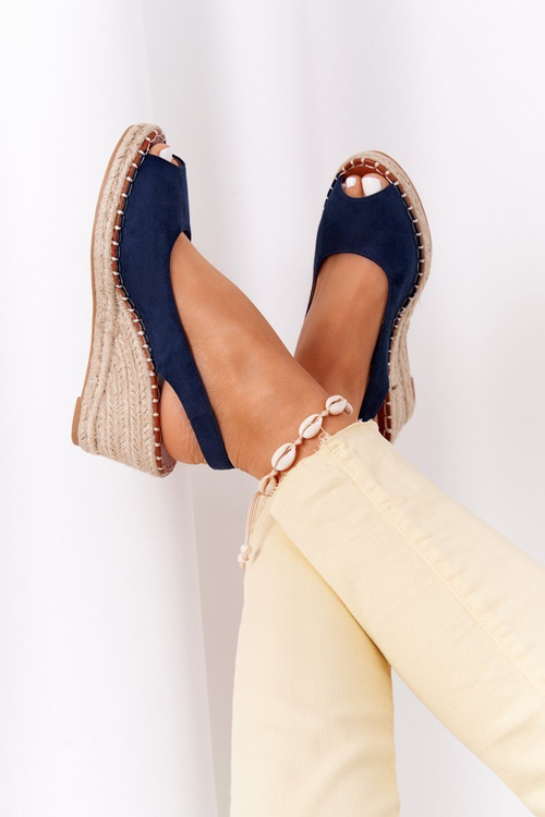 Klinové sandále s vrkočovým námornícky modrý las palomas