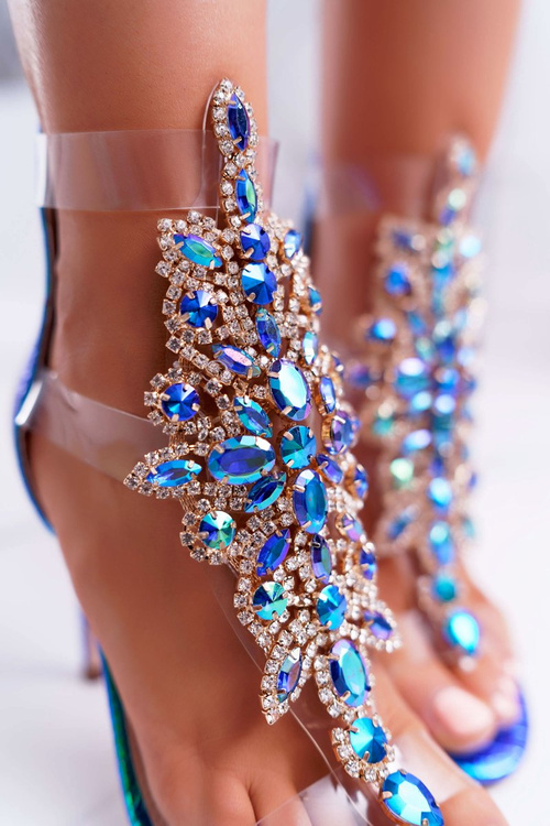 Dámské Sandály Na Podpatku Lu Boo Benzínově-Modré 2047-89 Milleni