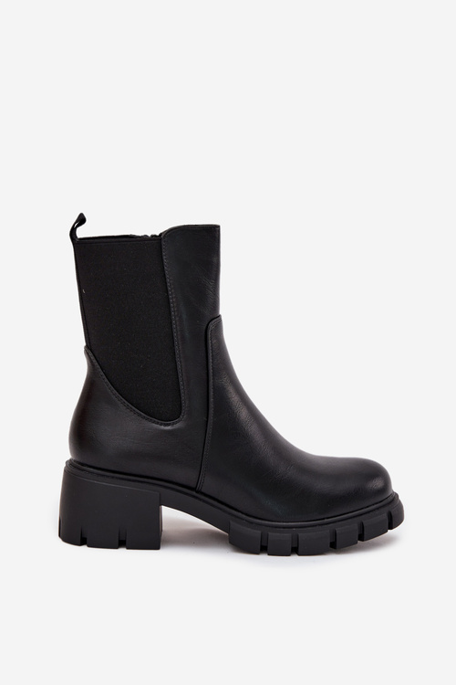 Dámske Poltopánky Na Bloku Eko Koža Čierne Kyra