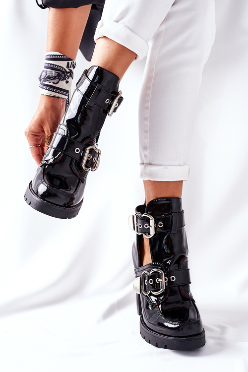 Čierne lakované topánky na stĺpej svorke Bramshall