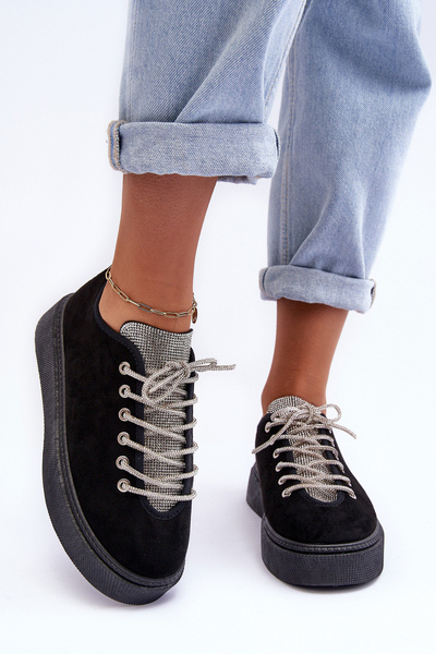 Dámska športová topánky Black ECEA zdobené kamienkami