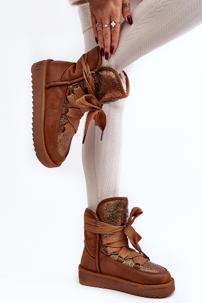 Dámske snehové topánky s viazaním D.Franklin DFSH370006 Brown